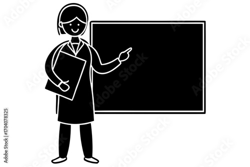 Teacher with blackboard silhouette vector