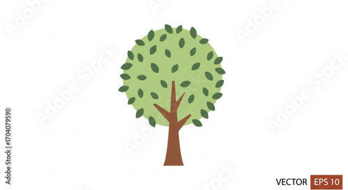 A cartoon tree with green leaves and a brown trunk, , representing nature, growth, and environmental awareness