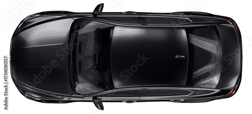 Modern Black Car Top View with Sleek and Gorgeous Look on Transparent Background