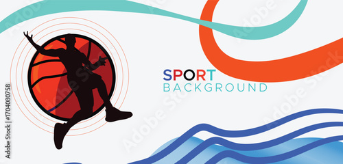 Shadow basketball player poster design. sports poster