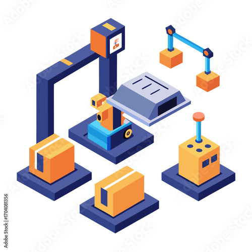 Automated warehouse robotic arms boxes automation logistics