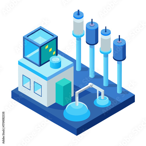 Futuristic water processing facility industrial