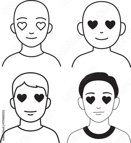 Four people with heart eyes silhouette