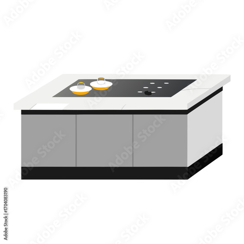Modern kitchen island with integrated cooktop sleek