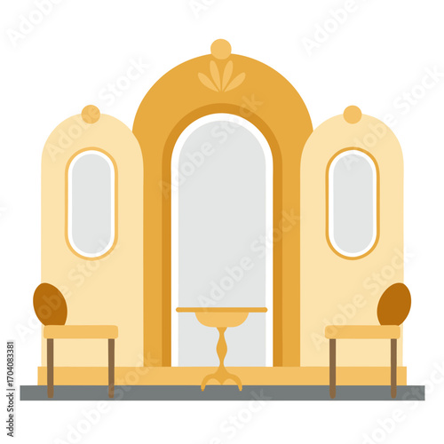 Ornate golden salon furniture mirrors