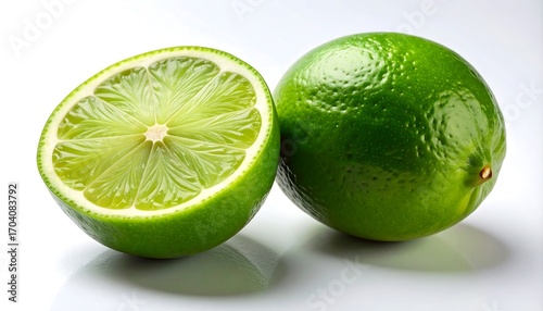 Wallpaper Mural Fresh limes, halved and whole, on a white background Torontodigital.ca