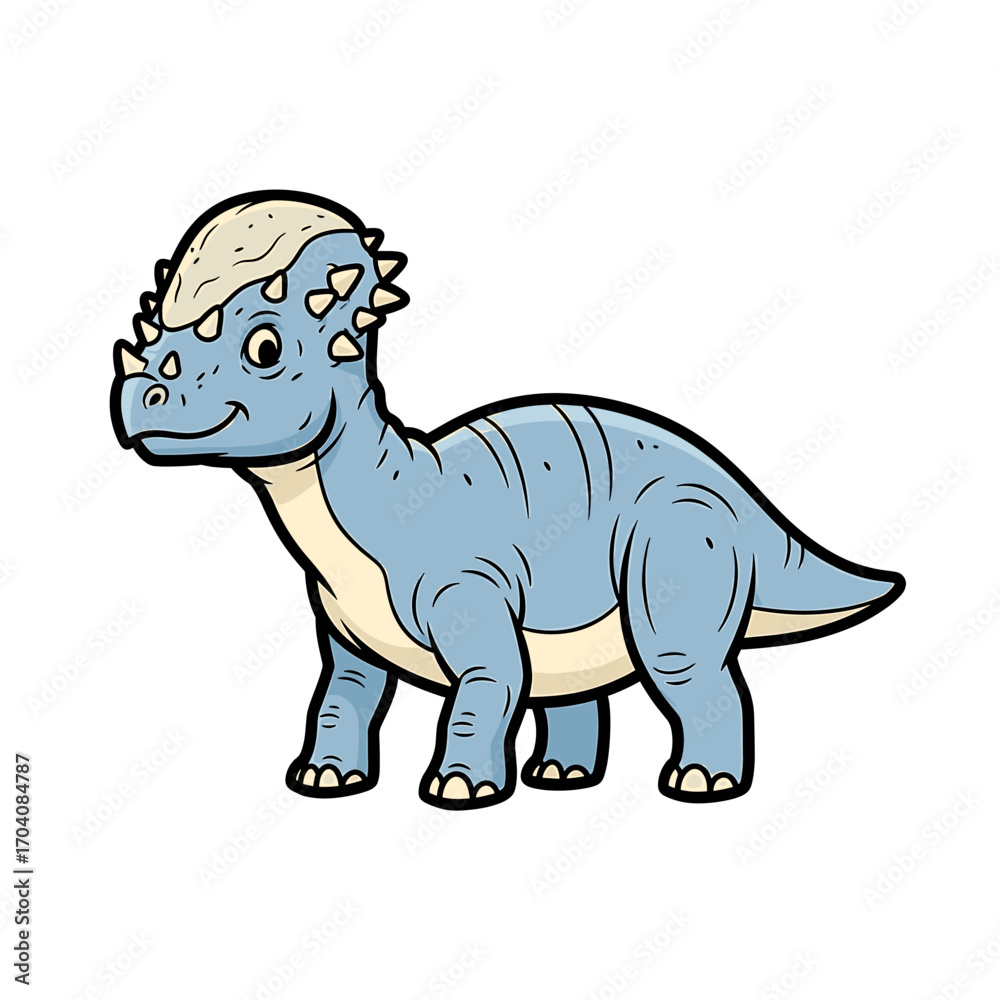 Naklejka premium Cartoon illustration of a Pachycephalosaurus dinosaur.