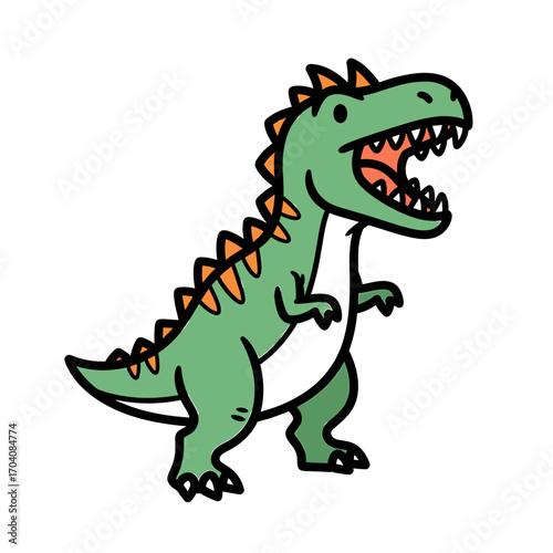 Cute cartoon illustration of a Tyrannosaurus Rex.