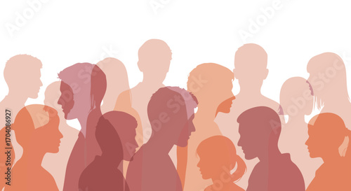 Diverse group of people standing together in silhouette, representing community and unity