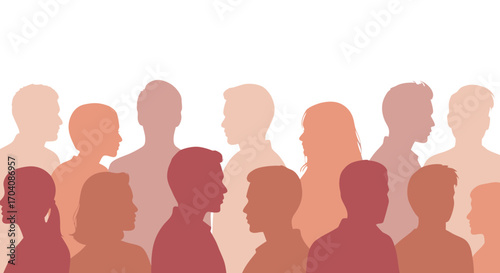 Diverse group of people silhouettes in warm tones representing community and connection