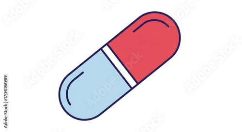 Pill capsule illustration on a, showcasing medication and healthcare