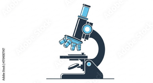 Illustration of a microscope, a scientific instrument used for viewing small objects, such as cells, and microorganisms
