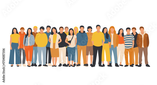 Diverse group of people standing together, representing unity, community, and teamwork