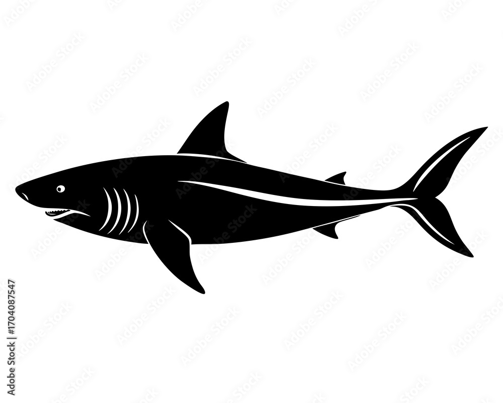 Obraz premium Shark underwater silhouette illustration