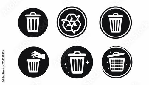 black and white icons set