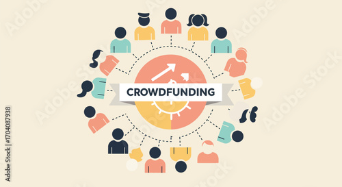 Illustrative depiction of a crowdfunding network with diverse participants