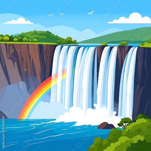 Vibrant waterfall landscape