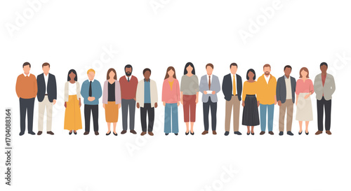 Diverse group of professionals standing together representing team, community, and unity concept