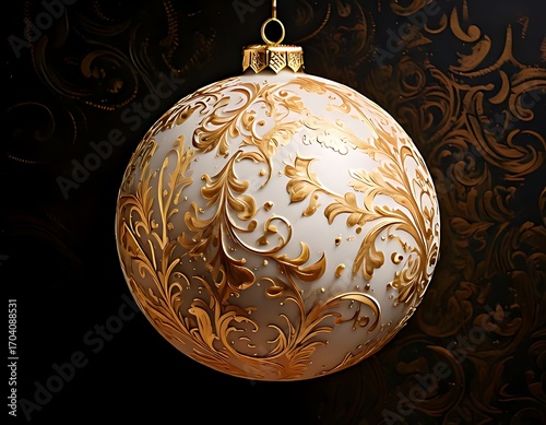 Ornate Christmas ball on dark background