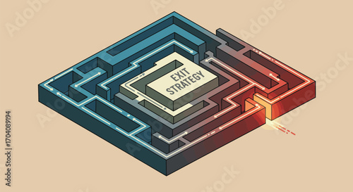 Navigating the intricate path of exit strategies illustrated in a maze design