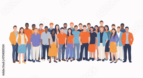 Diverse group of professionals standing together, ready for collaboration and success in any modern setting.