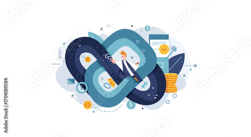 Abstract Representation of Financial Acquisition and Business Growth Vector