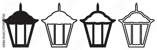 Traditional outdoor gate pillar lantern silhouette illustration.