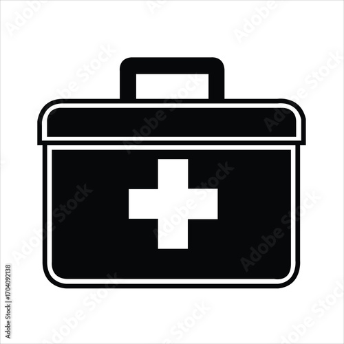 First aid kit icon isolated on white background for medical assistance