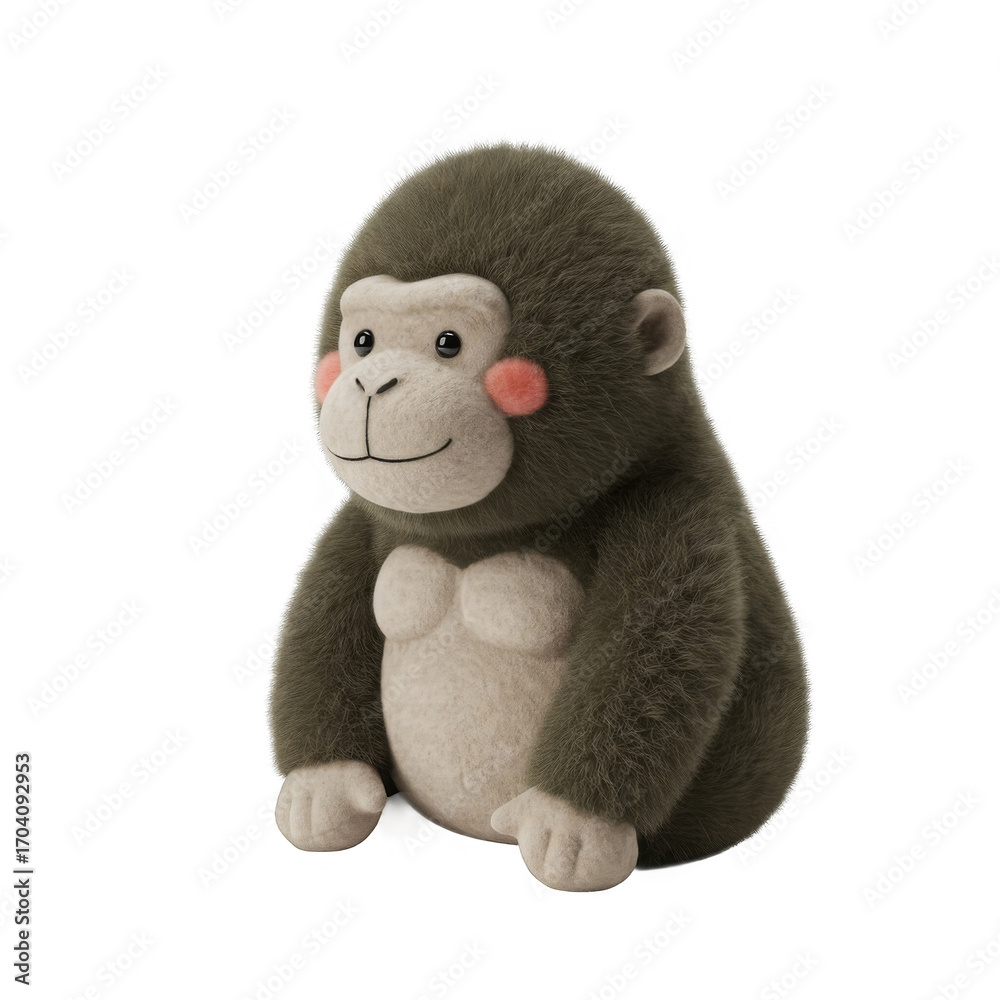 Fototapeta premium Cute Gorilla Plush Toy Isolated on Transparent Background Studio Shot of Playful Animal Doll