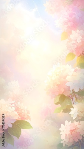 Pastel floral sky background