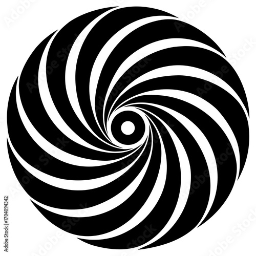 Black and white swirling vortex pattern abstract bold