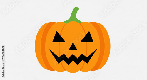 A cheerful jackolantern with a toothy grin, carved eyes, and a green stem, it embodies the spirit of halloween