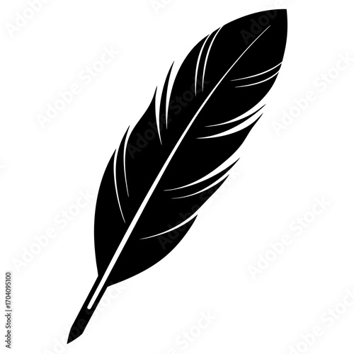 Black feather silhouette quill writing