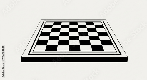 A black and white chessboard, a classic game board for chess and checkers, with a checkered pattern for strategic gameplay