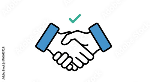 Handshake with checkmark, symbolizing agreement, partnership, and successful deal, perfect for business and collaboration