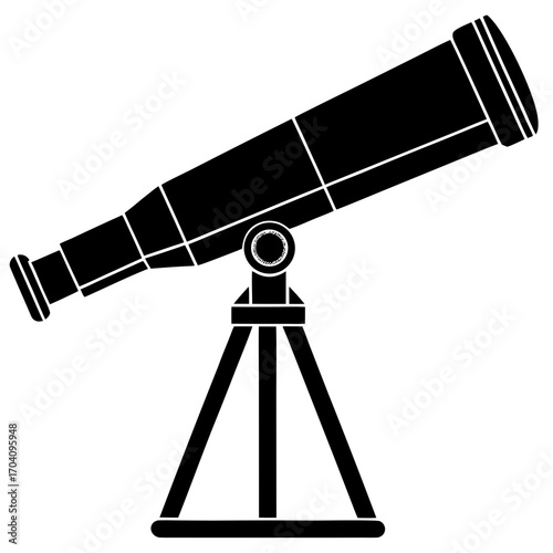 Black telescope on tripod silhouette scientific instrument