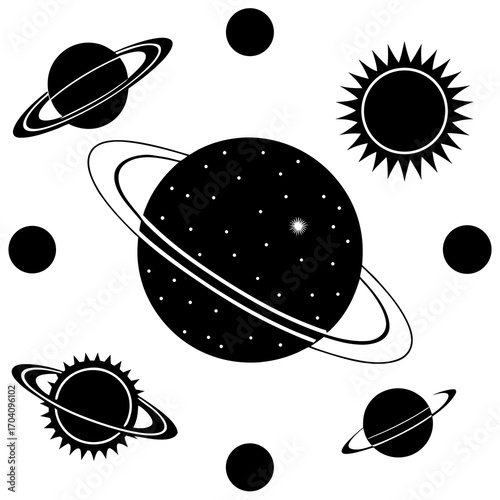 Celestial bodies orbiting sun stellar system planets