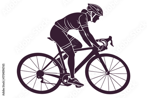 Cyclist silhouette – high quality race bicyclist isolated on transparent background