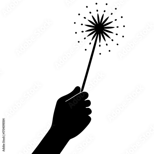 Hand holding sparkler celebration festive