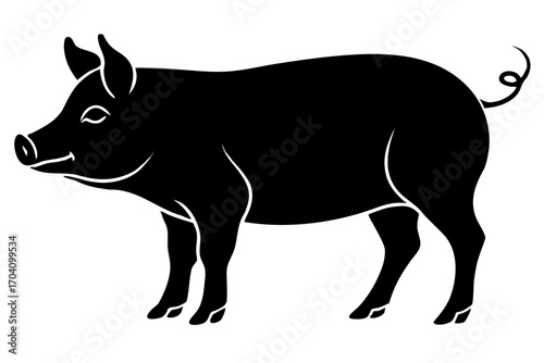 Pig farm animal silhouette vector isolated on white background