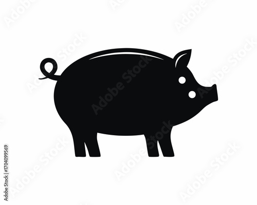Pig farm animal silhouette vector isolated on white background