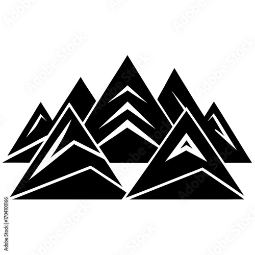 Layered geometric mountain peaks abstract silhouette