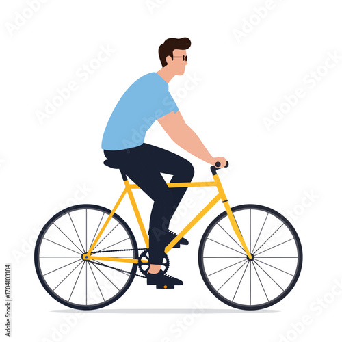 Man riding bicycle profile view