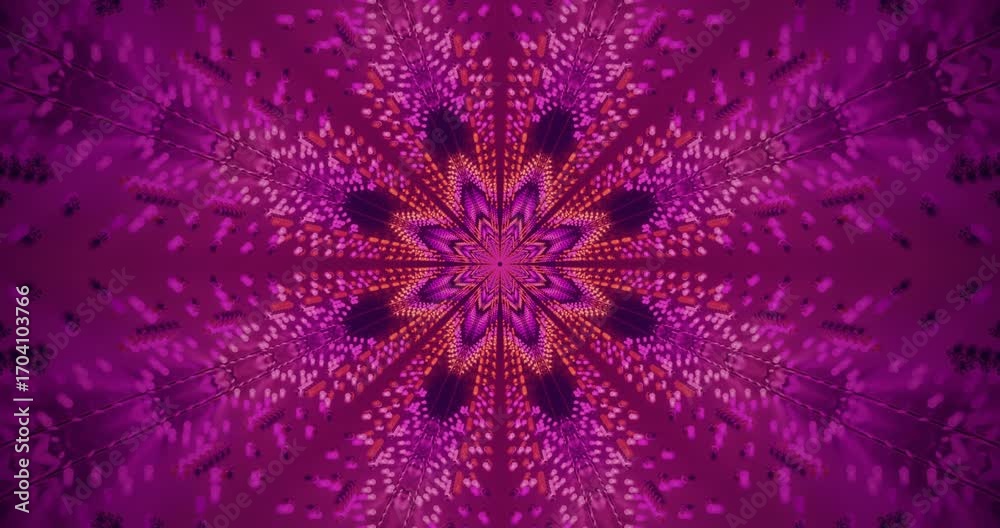 AI-generated abstract purple and orange kaleidoscopic pattern with intricate geometric shapes