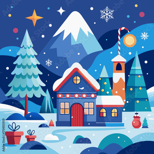winter landscape with house
