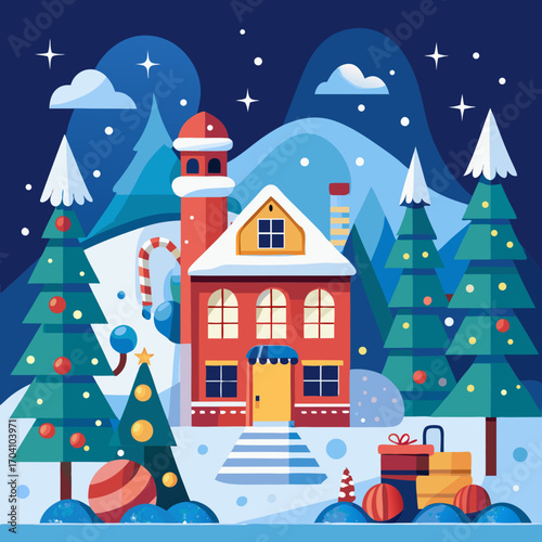 Wallpaper Mural winter landscape with house Torontodigital.ca