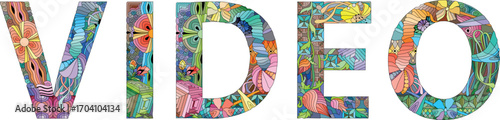 Word VIDEO. Colorful typography text banner for any purpose.
