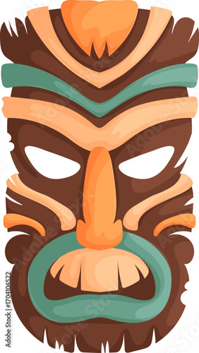 Abstract Mask Design, Earth Tones and Simple Shapes Decorative Wall Hanging.