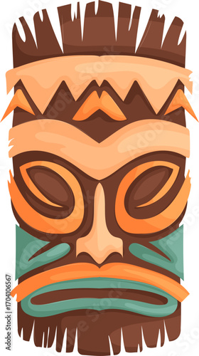 Abstract Tribal Idol, Stylized Carving with Earthy Tones and Geometric Accents.