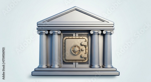 Bank vault with columns, symbolizing financial security, investment protection, and the safeguarding of assets in a secure and trustworthy institution